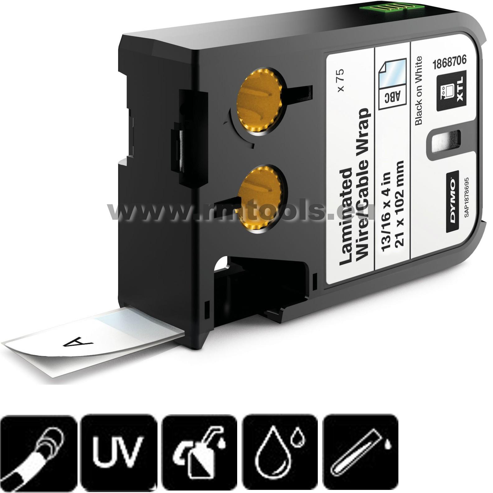 DYMO XTL Vinila etiķetes 21x39mm Black->White
