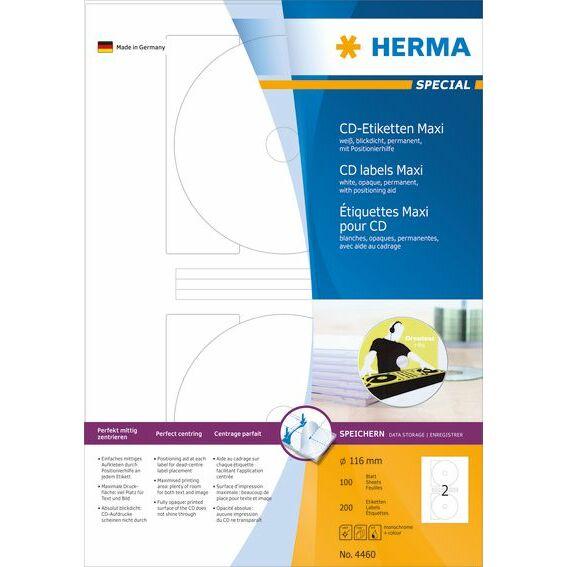 HERMA CD-uzlīmes Maxi A4 white 116