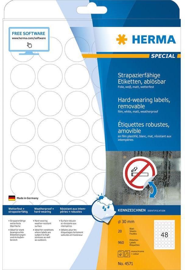 HERMA plēves etiķetes A4 30mm white