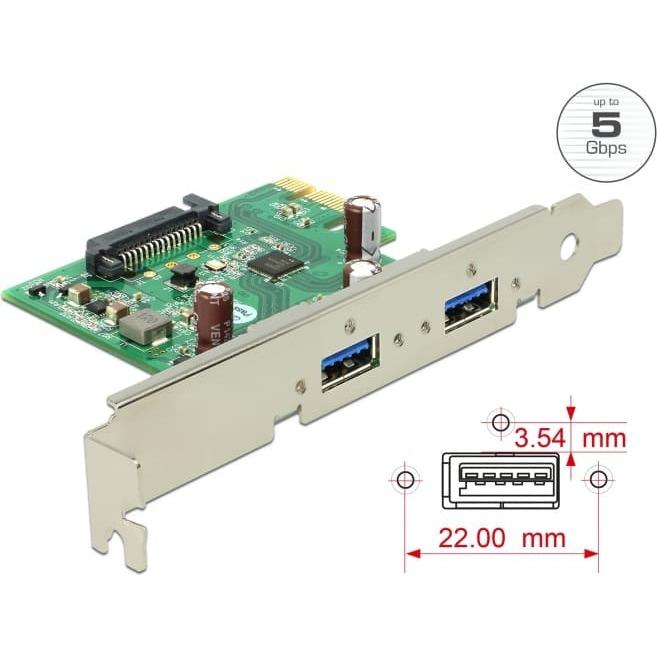 Kontrolieris Delock PCIe / 2x USB