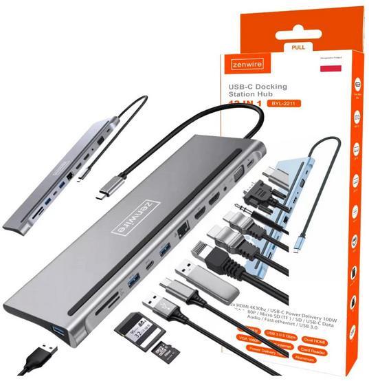 Zenwire USB-C HUBS ADAPTERIS 12w1 Dokstacija