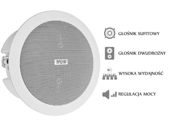 GŁOŚNIK SUFITOWY PA HQM-SOZ1024 10W 100V