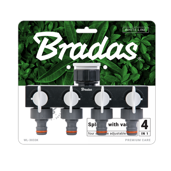 BRADAS 4-ceļu kolektors ar ventīliem  WHITE