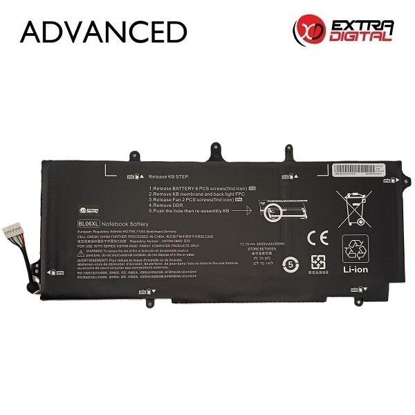 Notebook battery HP BL06XL, 3400mAh, Extra