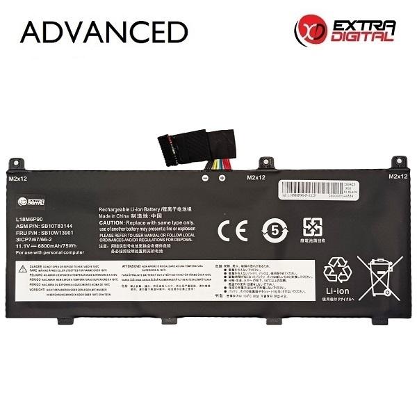 Notebook Battery LENOVO L18M6P90, 6800mAh, Extra