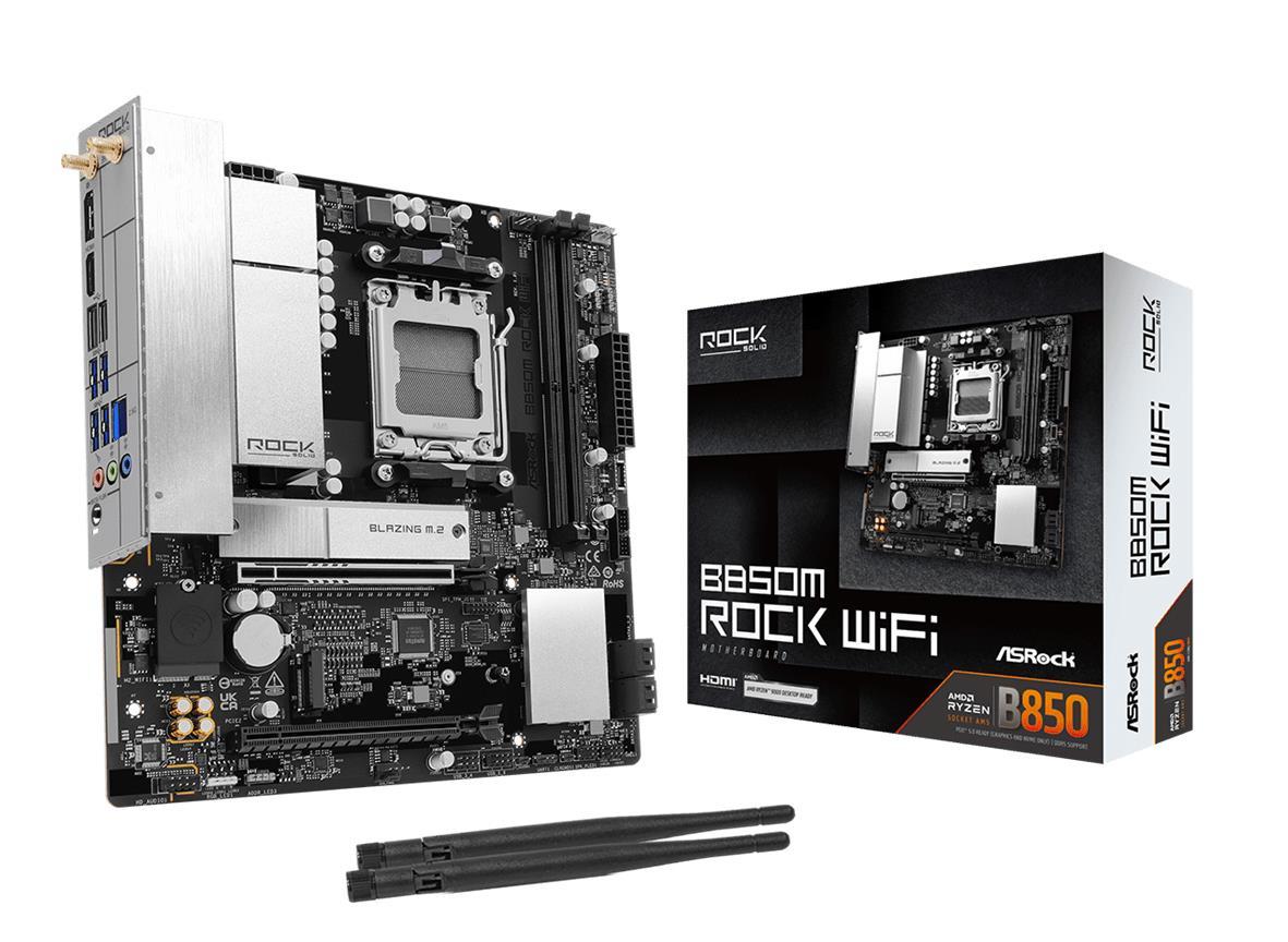 Mainboard|ASROCK|AMD B850|Socket AM5|micro ATX|RAM DDR5-SDRAM|2xSlots|Wi-Fi Yes|Bluetooth