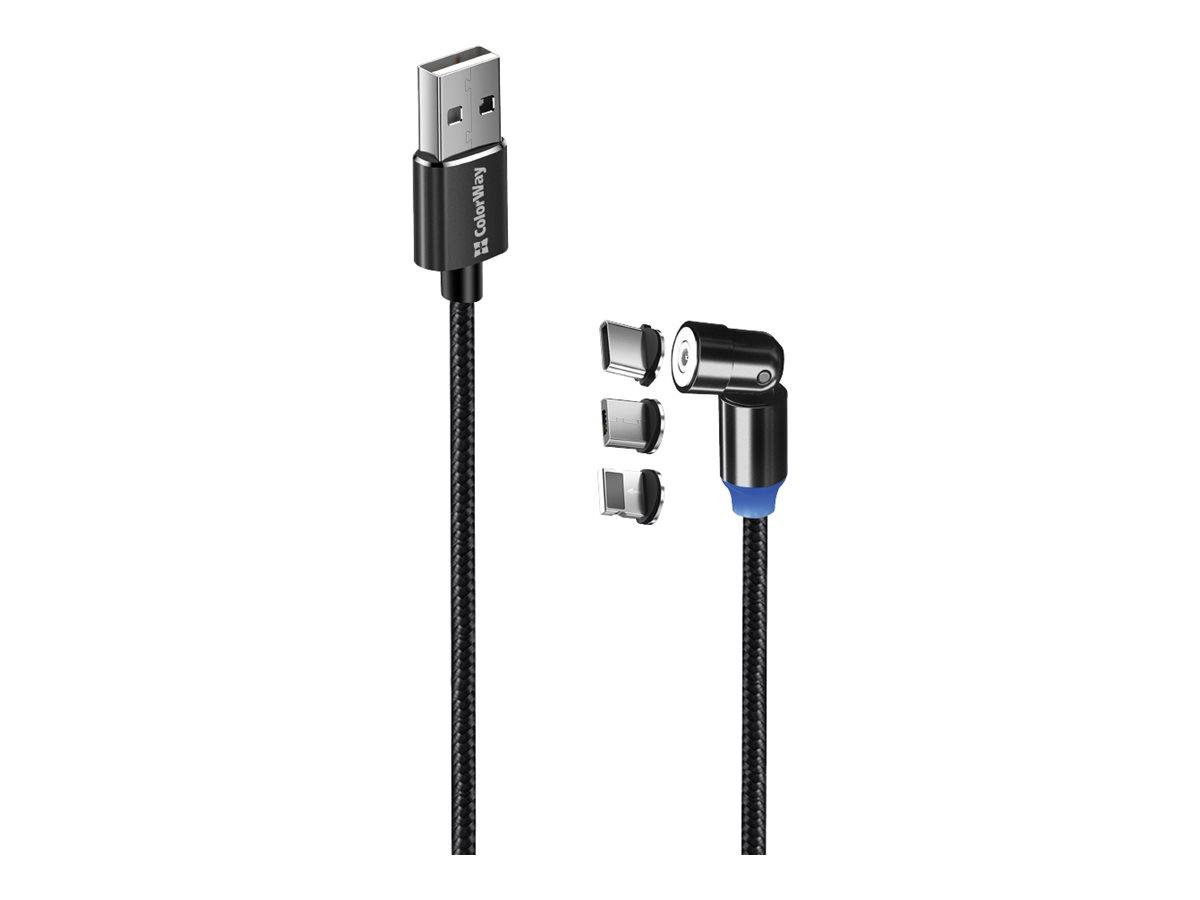 ColorWay Cable 3in1 (Lightning+MicroUSB+Type-C) Magnetic Rotation