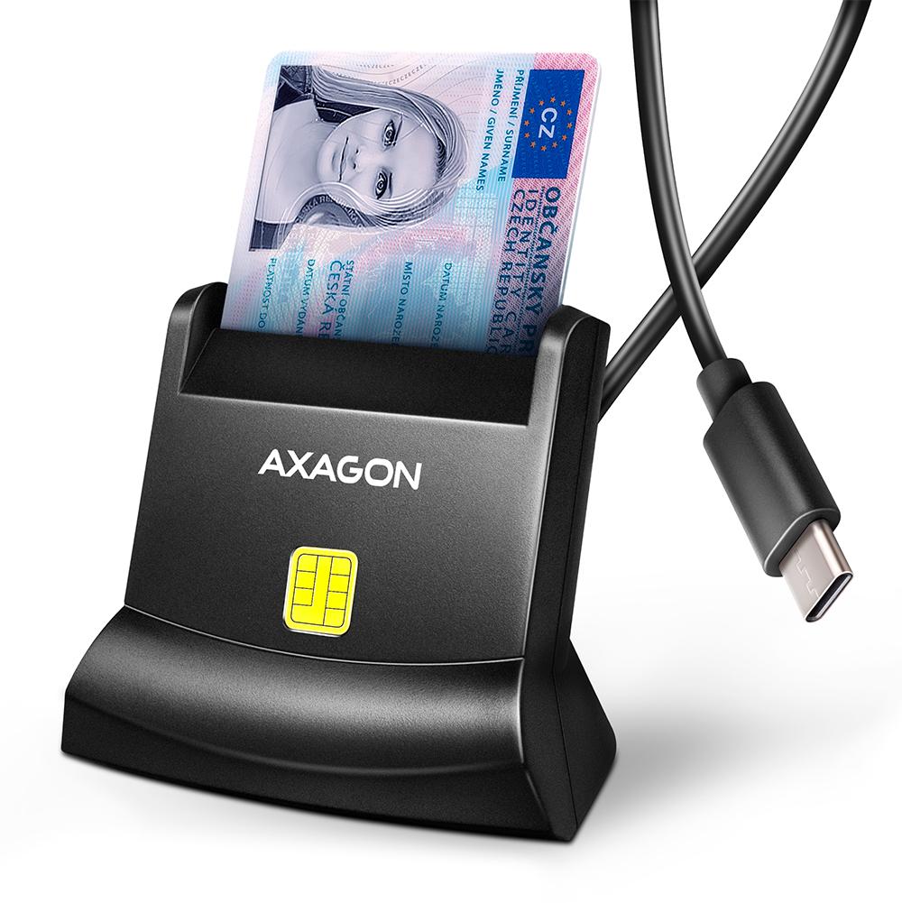 AXAGON USB-C Smart card StandReader |