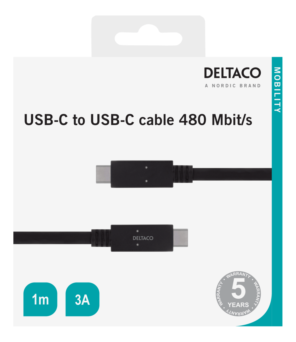 Cable DELTACO USB 2.0, Type