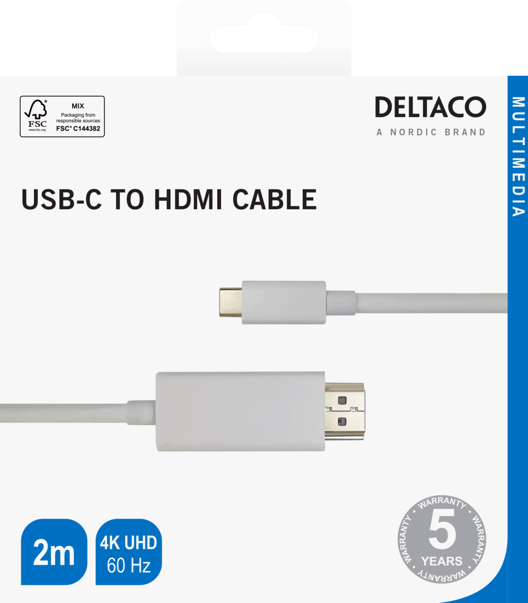 USB-C - HDMI cable DELTACO 4K