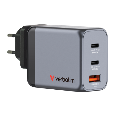 Verbatim 32201 GaN Charger 65W 3-Port