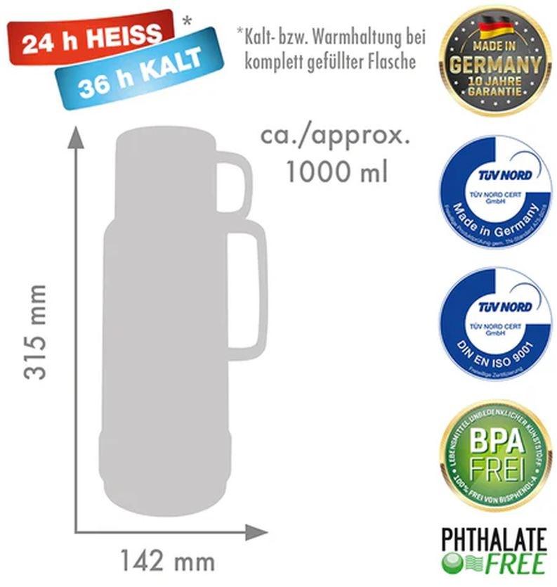 ROTPUNKT Glass thermos capacity 1.0