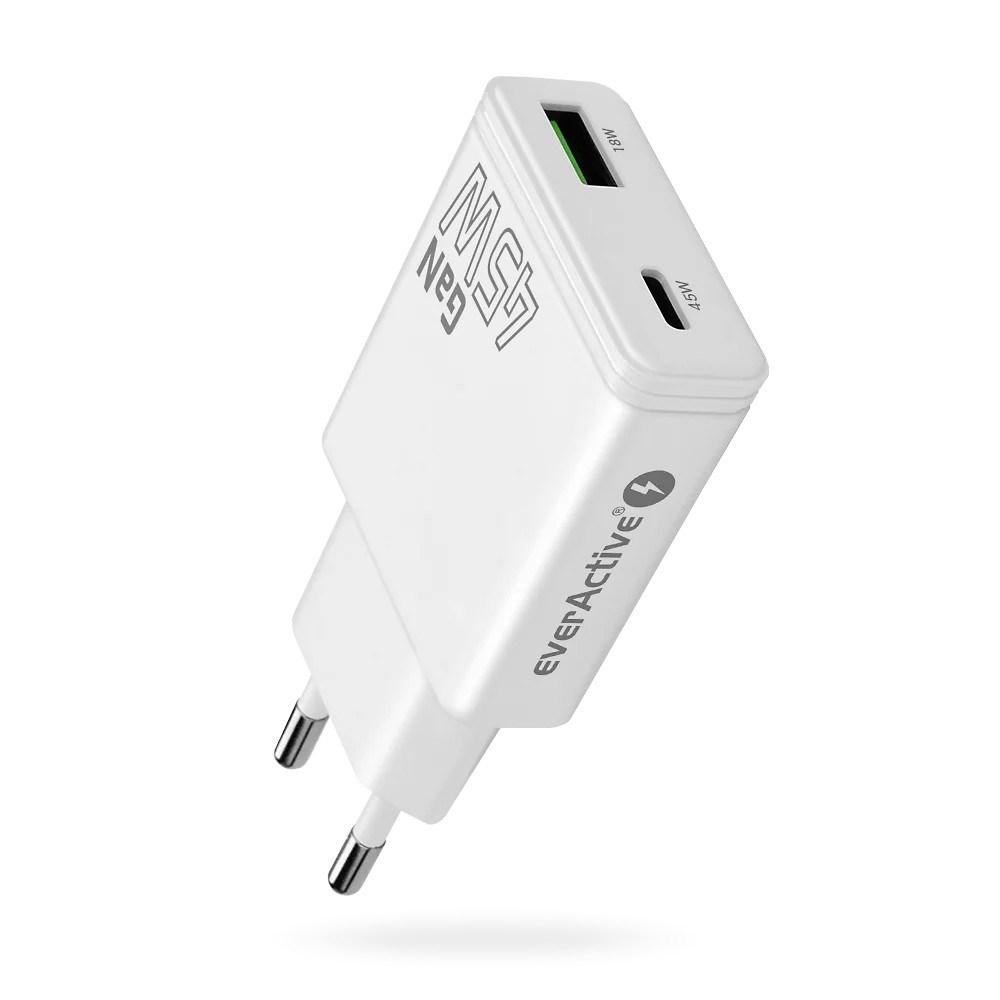 EverActive Charger GaN 1x USB-C, 1x