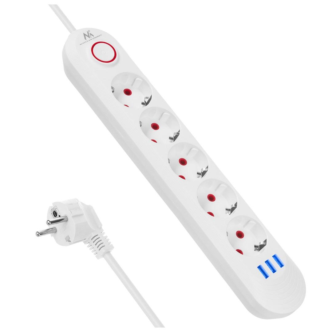 Maclean power strip, 5 socket extension