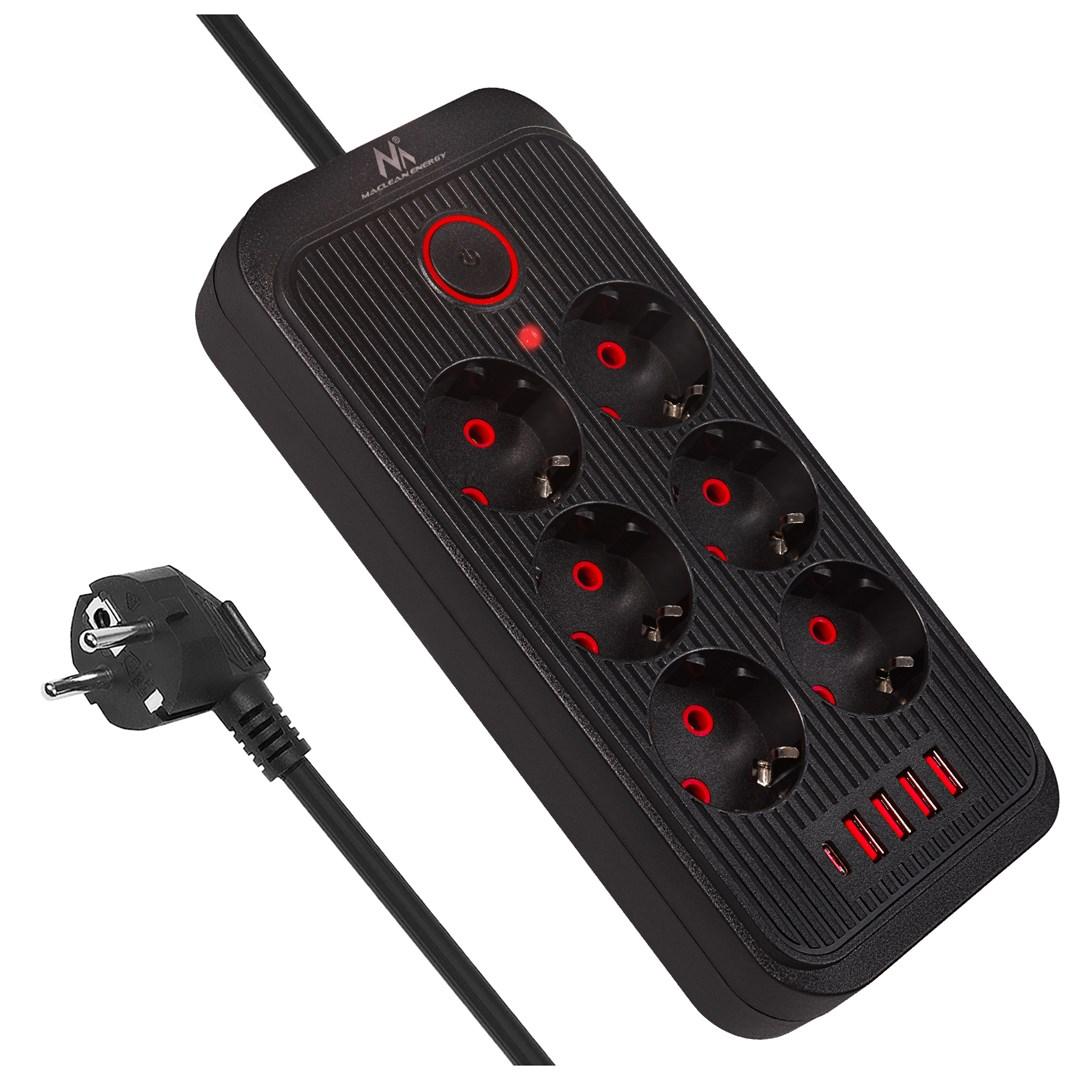 Maclean power strip, 6 socket extension