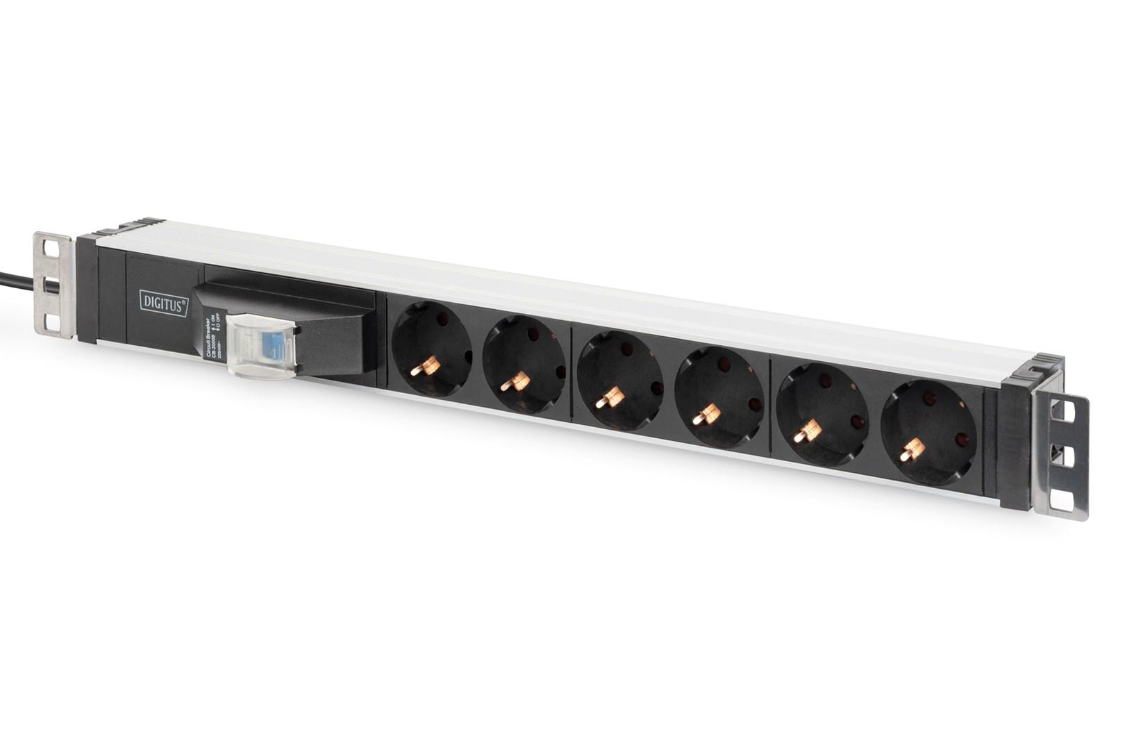 Digitus Aluminum Outlet Strip, 6 safety
