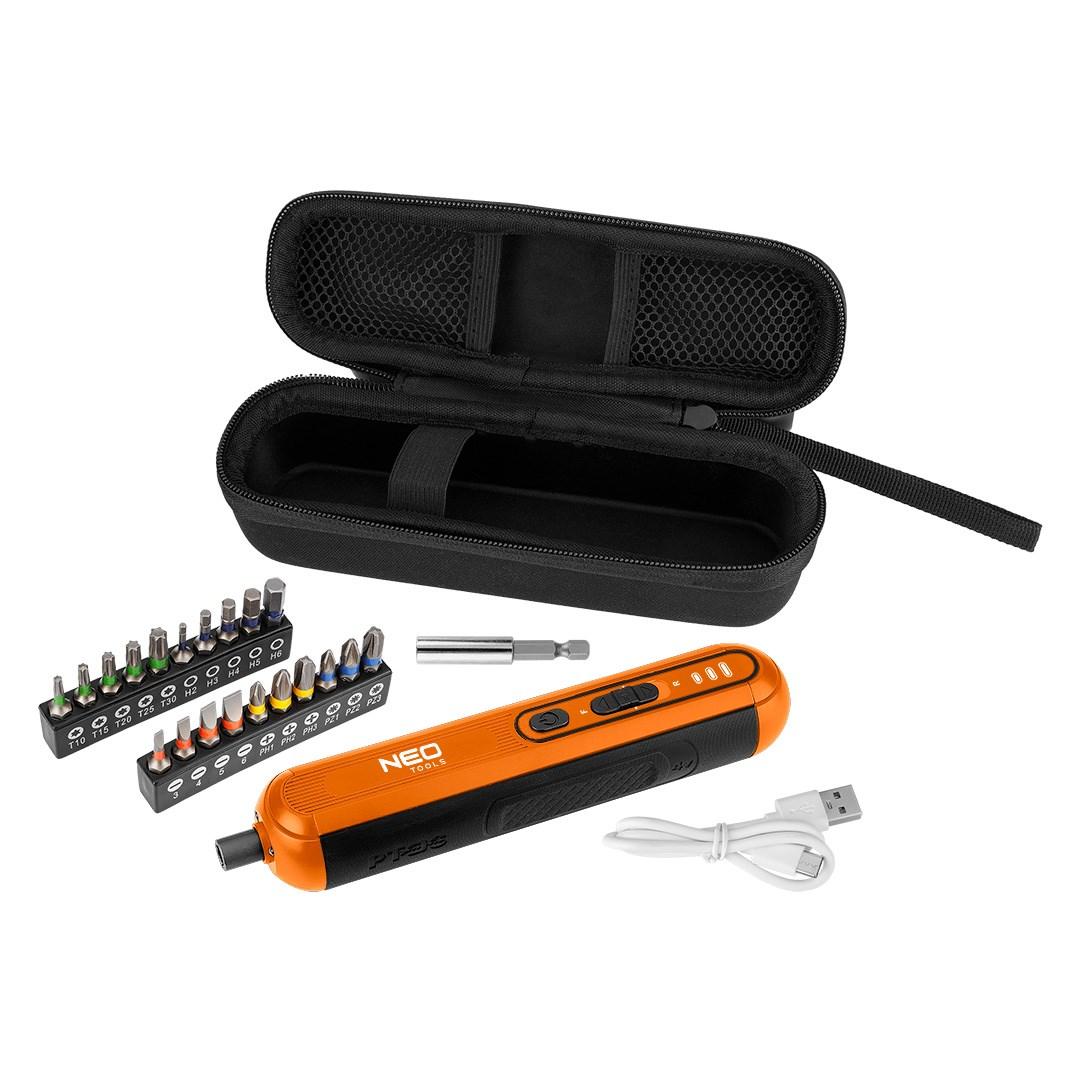 NEO TOOLS Wkrętak akumulatorowy 4V, Li-Ion