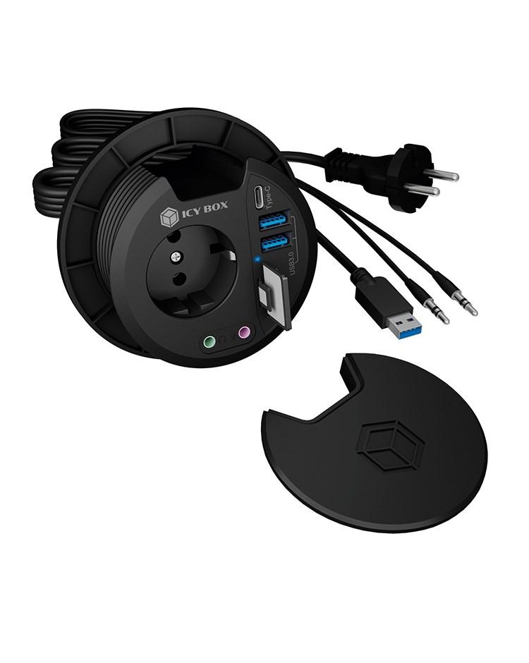 Raidsonic ICY BOX IB-HUB1430-CR socket-outlet Black