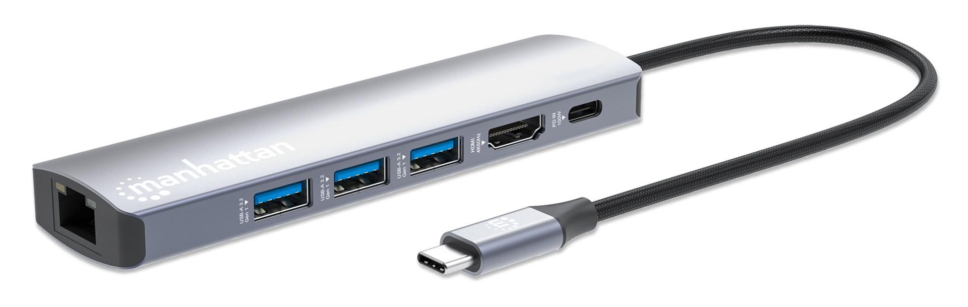 Manhattan USB-C Dock/Hub, Ports (x6): Ethernet