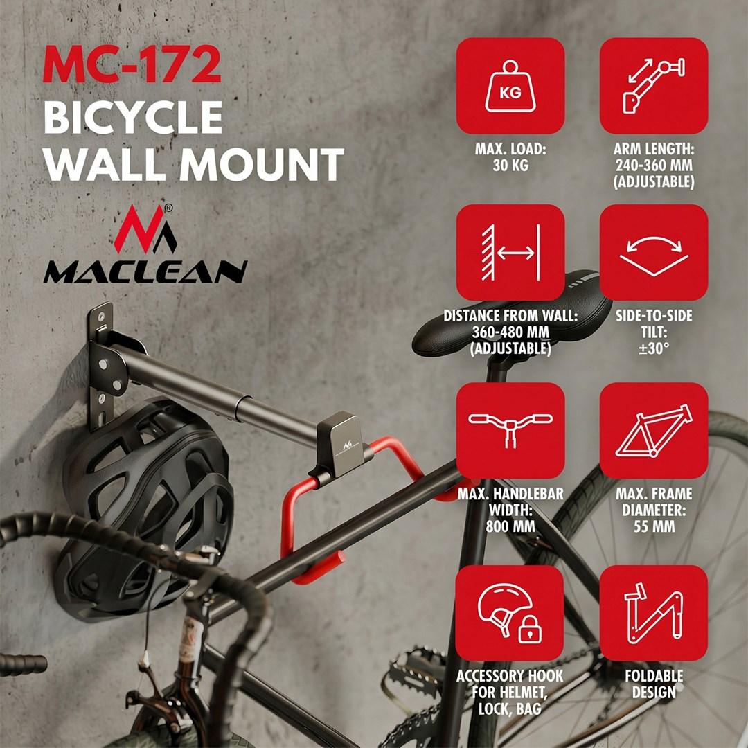 Maclean Horizontal Wall-Mounted Bike Rack, Steel