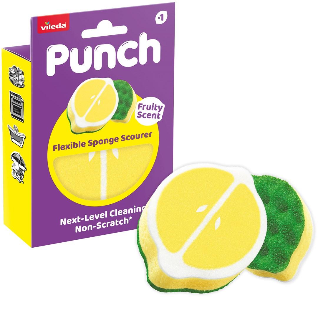 Vileda Punch Flexible Sponge, Lemon, 1