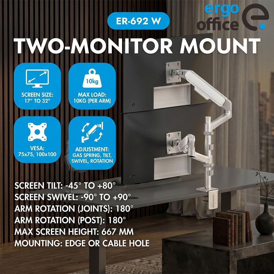 Ergo Office Mount/Hanger for 2 Monitors