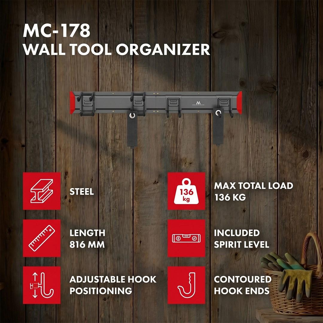 Maclean Wall-Mounted Tool Organizer, steel, max