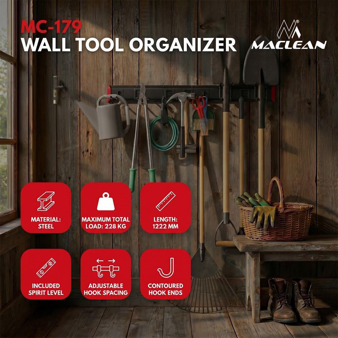 Maclean Wall-Mounted Tool Organizer, steel, max