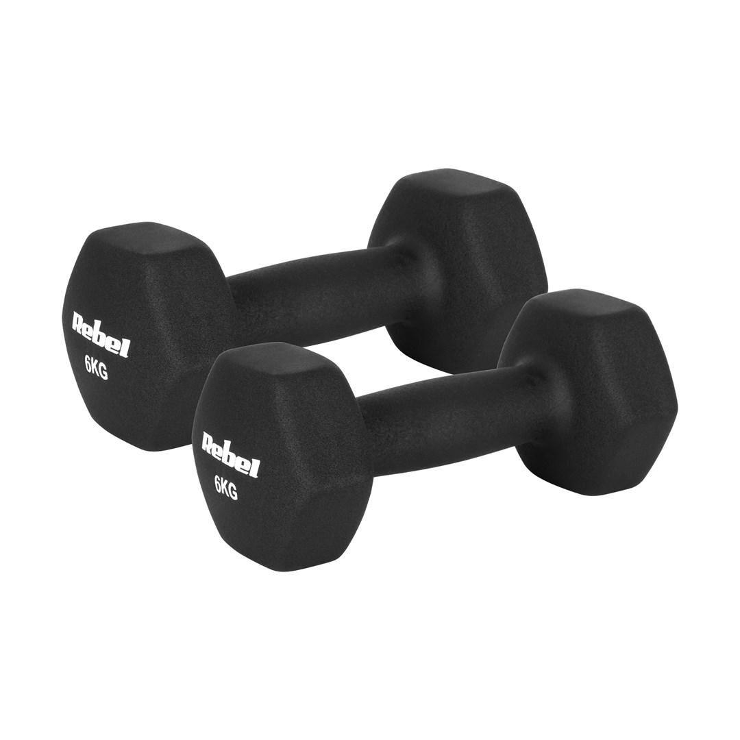 Hantelki żeliwne neoprenowe HEX 2x6kg, REBEL