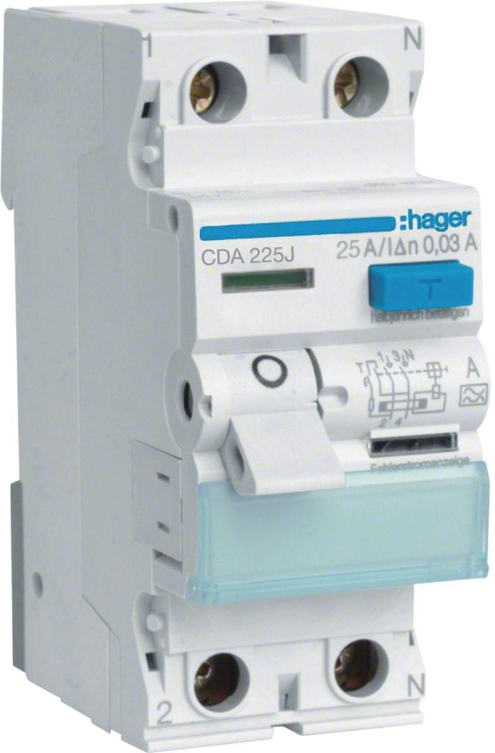 HAGER CDA225J 25A/ 30MA/A DIFFERENTIAL CIRCUIT
