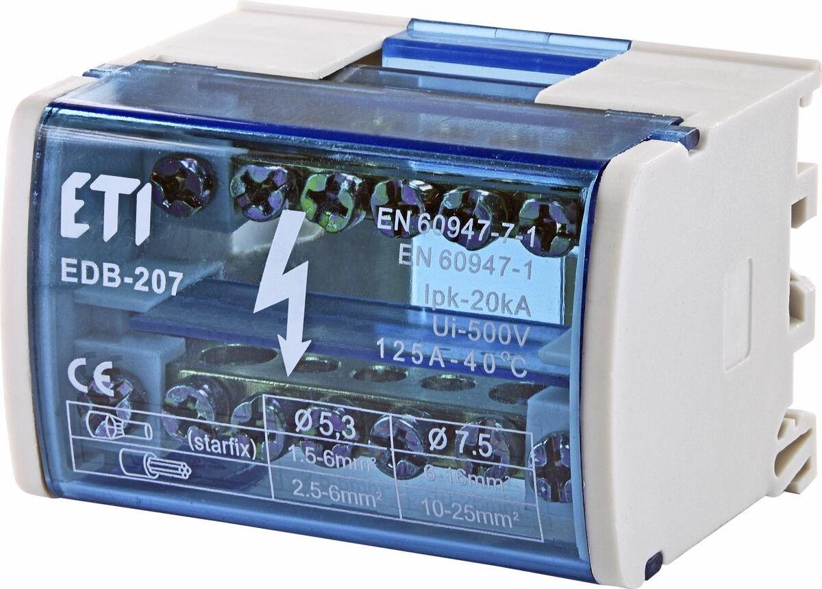 EDB-207 sadales spaiļu bloks 2x7poles 125A/500V