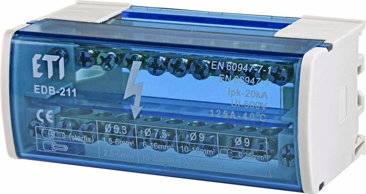 EDB-211 Sadales spailu bloks 2x11, 125A/500V