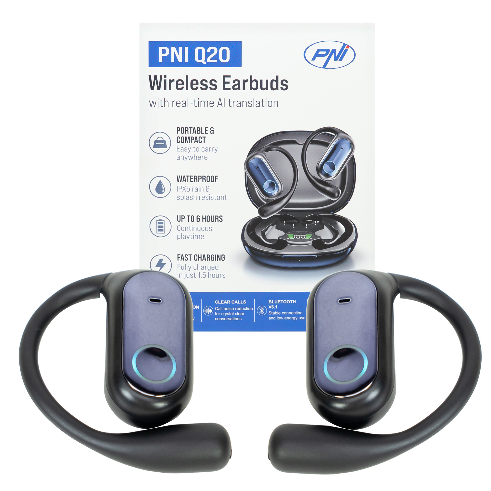 PNI ® Bezvadu austiņas ar AI
