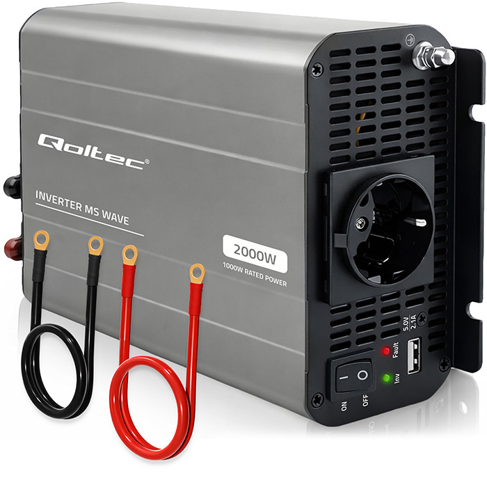 Qoltec ® Sprieguma pārveidotājs ar modificētu