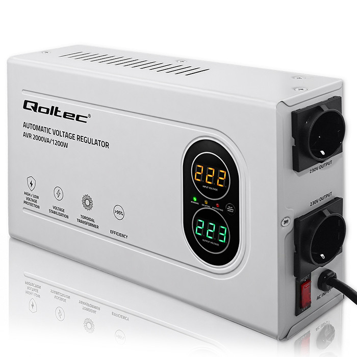 Qoltec ® Automātiskais sprieguma stabilizators AVR